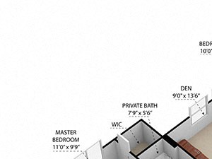 3x1 Floor Layout 3 bedroom 2 bathroom floor layout at Square at Peoplestown in Atlanta, Georgia