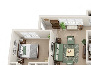 4x2 Four Bedroom, Two Bathroom unit at Villiages at Carver in Atlanta, Georgia