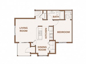 Floorplan Photos Gallery 1x1 Floor Plan Vancouver, WA 98684 | Copper Lane Apartments
