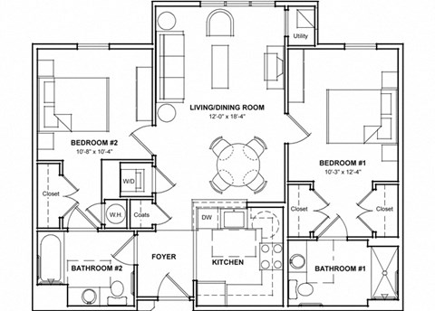 2 Bedroom Floor Plan- 2C