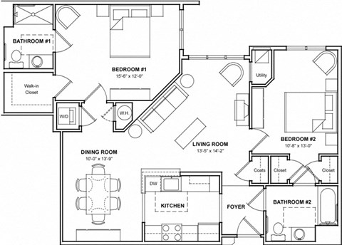 2 Bedroom Floor Plan- 2E