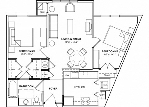 2 Bedroom Floor Plan- 2B