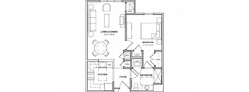 One Bedroom Floor Plan- 1A