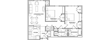 Handicap Accessible 2 Bedroom Floor Plan- 2DHC