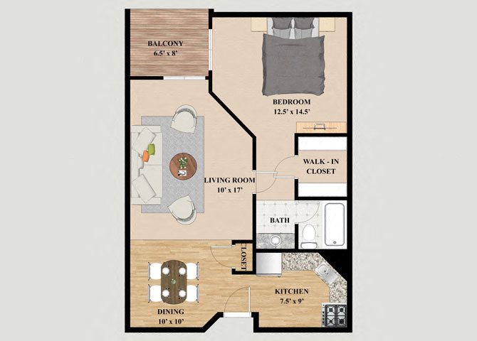 Aspen 1 Bedroom 1 Bathroom Floor Plan Aspen 1 Bedroom 1 Bathroom Floor Plan at Mountain Village