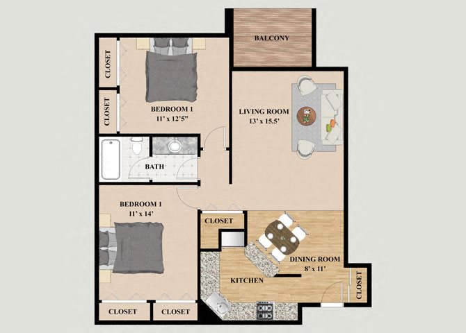 Everest 2 Bedroom 1 Bathroom Floor Plan Everest 2 Bedroom 1 Bathroom Floor Plan at Mountain Village