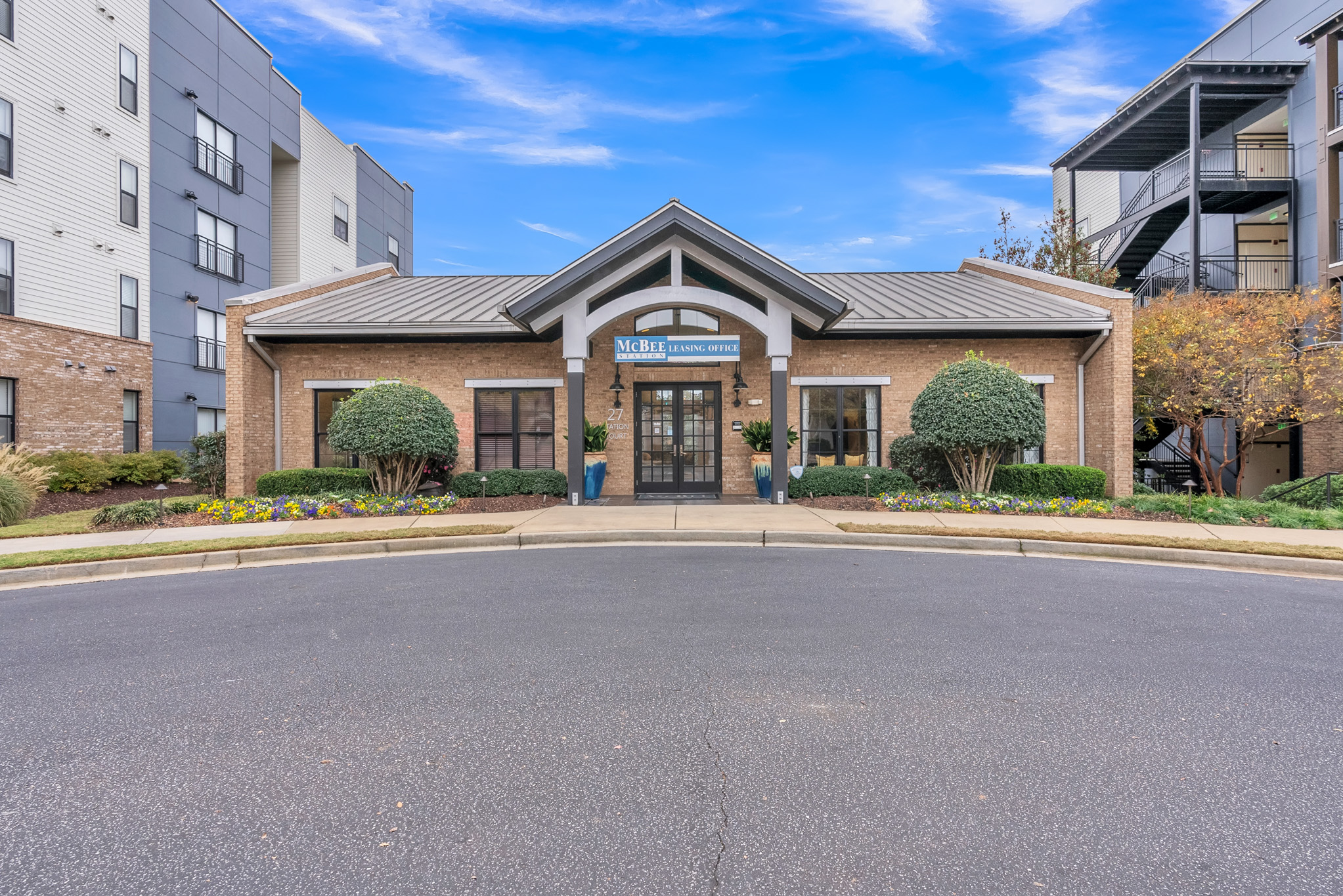 the entrance to the building of the residences commons