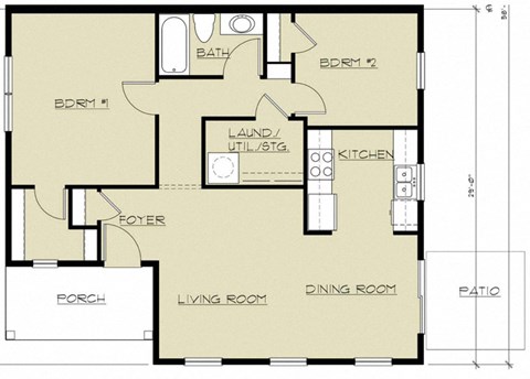 2 Bedroom Floor Plan
