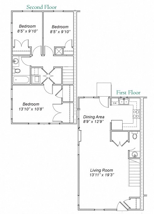 Hunting Creek 3 Bedroom Townhome Floor Plan Hunting Creek 3 Bedroom Townhome Floor Plan
