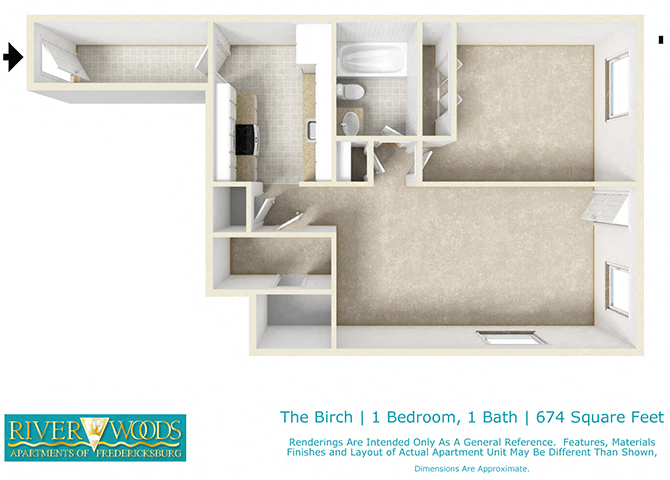 Riverwoods Apartments of Fredericksburg The Birch Floor Plan
