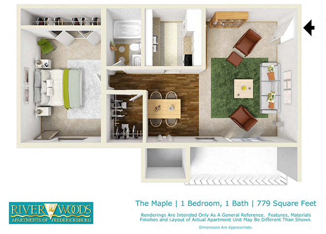 Riverwoods Apartments of Fredericksburg The Maple Floor Plan