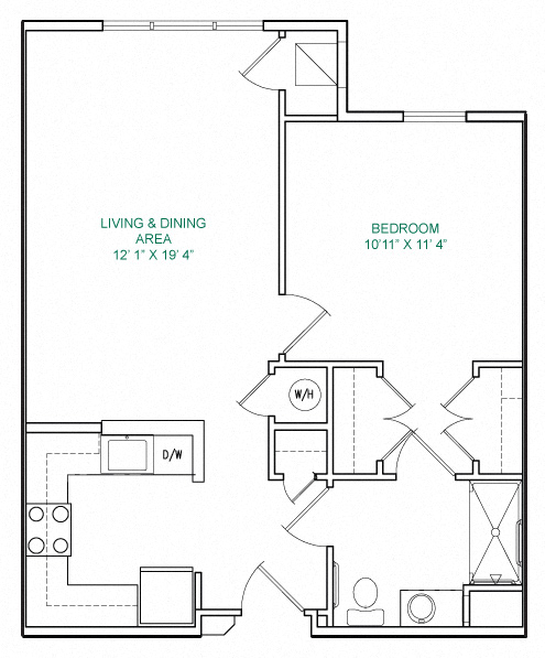 Victoria Park at Sassafras Meadows 1 Bedroom Floor Plan