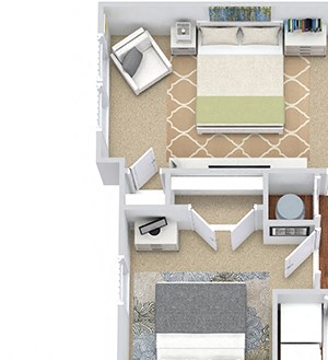The Mathis 3D The Mathis 3D. 2 bedroom apartment. Kitchen with island open to living/dinning rooms. 2 full bathrooms. Walk-in closet in master. Patio/balcony.