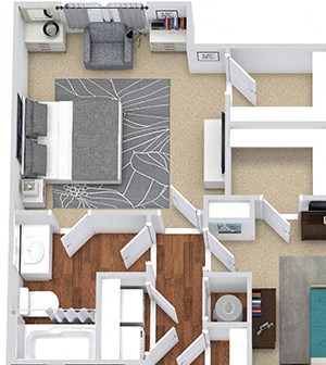 The Owens 3D The Owens 3D. 2 bedroom apartment. Kitchen with island open to living/dinning rooms. 2 full bathrooms. Walk-in closets. Patio/balcony.