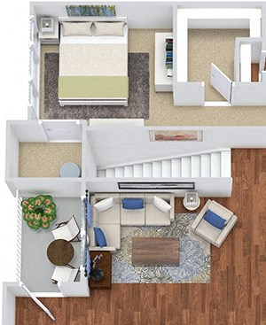 The Evans 3D The Evans 3D. 2 bedroom apartment. 1st floor entry. Kitchen with island open to living/dinning rooms. 2 full bathrooms. Walk-in closets. Patio/balcony.