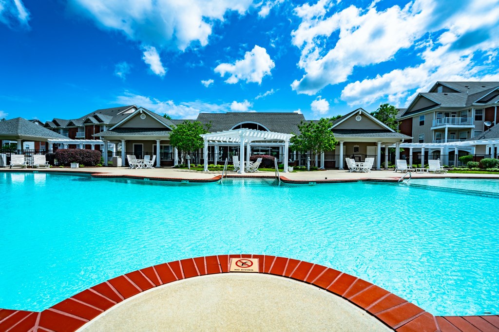 Exterior Pool view at apartment homes in Hampton Virginia