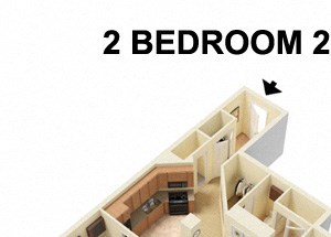 2 Bed 2 Bath - Euclid Avenue Floor Plan 2 Bed 2 Bath - Euclid Avenue Floor Plan at The Residences at 668, Ohio, 44114
