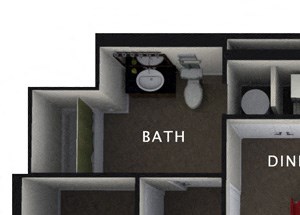 1 Bed 1 Bath Floor Plan 1 Bed 1 Bath Floor Plan at The Residences At Hanna, Cleveland, 44115