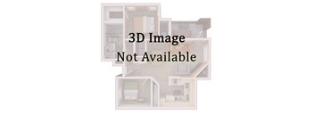 3D floor plan of two bedroom apartment layout at Trinity Towers Apartments, Bedford Heights, 44146