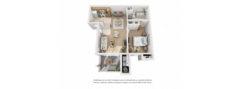 Plan 2 1 Bedroom 1 Bathroom 3D Floor Plan at Knollwood Meadows Apartments, Santa Maria