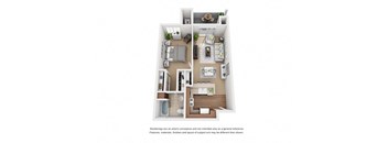 1 bed 1 bath Plan 1 floorplan at Sumida Gardens Apartments, Santa Barbara, CA