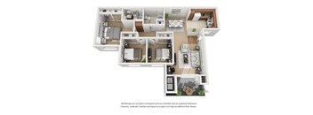3 bed 2 bath Plan 5 floorplan at Sumida Gardens Apartments, California