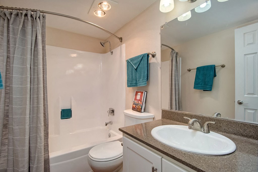 Mirror in Bathroom at Wilbur Oaks Apartments, Thousand Oaks, California