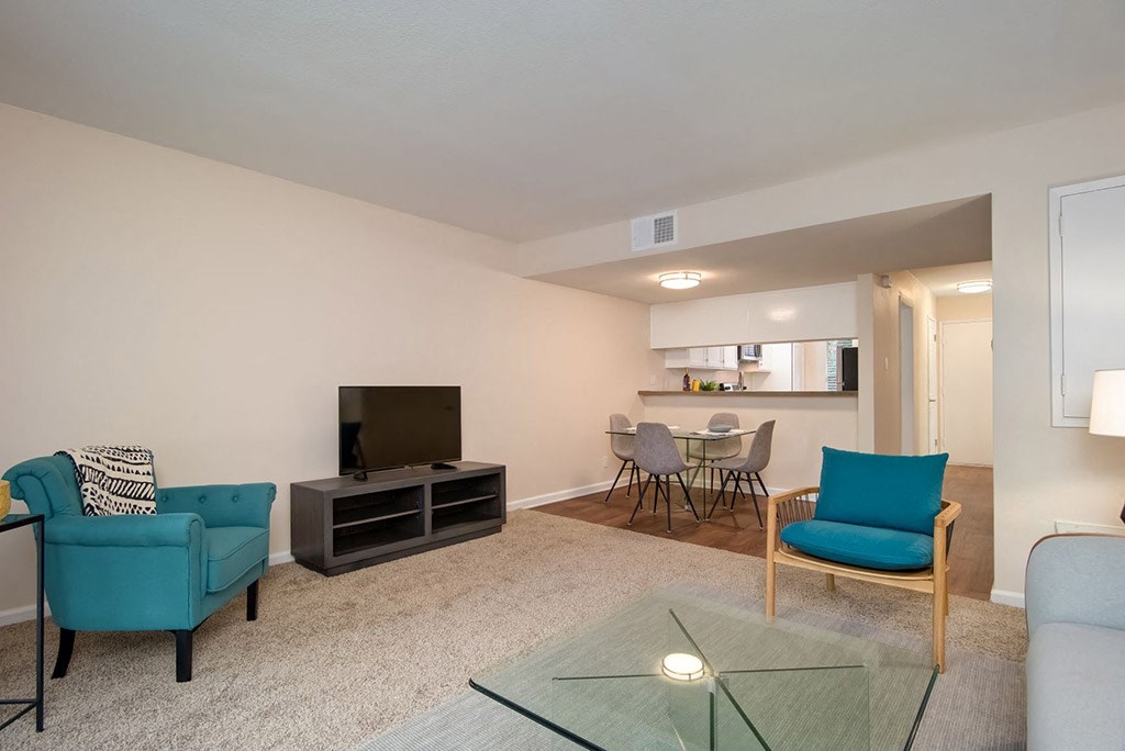 TV, Sofa In Living Room at Wilbur Oaks Apartments, Thousand Oaks, 91360
