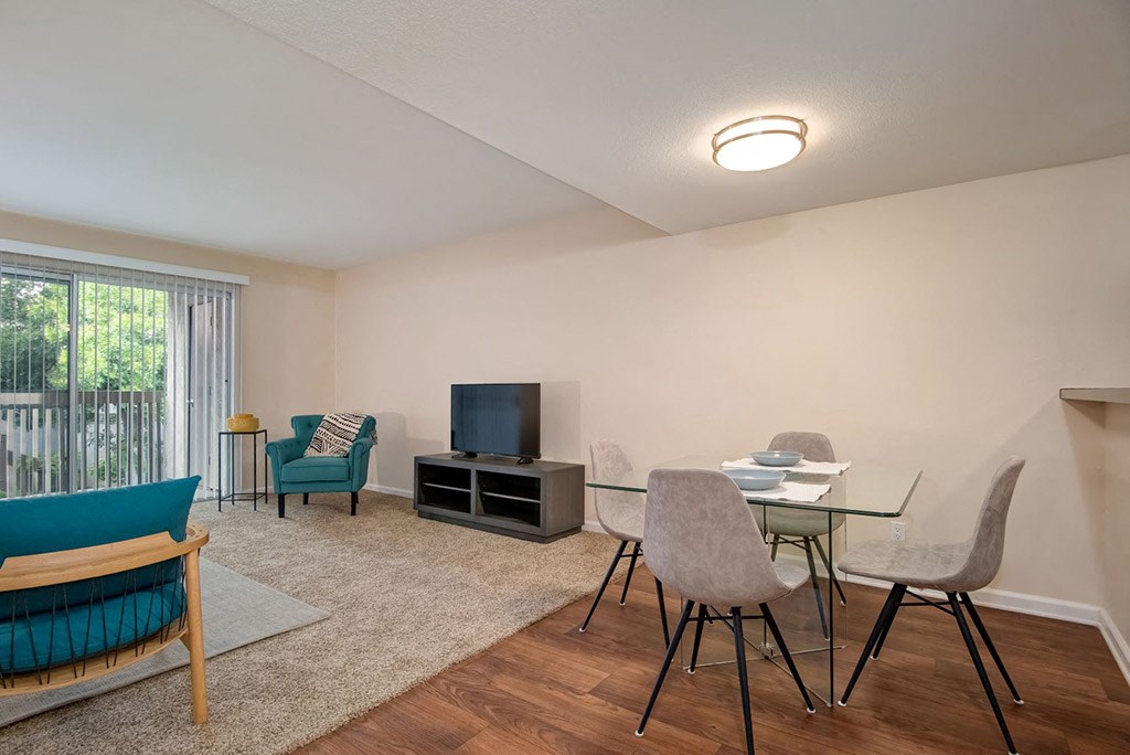TV, Dinning Area In Living Room at Wilbur Oaks Apartments, Thousand Oaks, CA