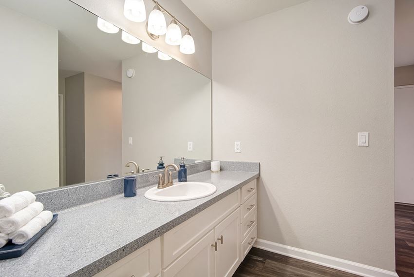 Mirror in Bathroom Mirror in Bathroom at St. Charles Oaks Apartments, Thousand Oaks, 91360 - Photo Gallery