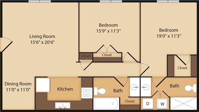 2 Bedroom | 2 Bath | 1400 SF