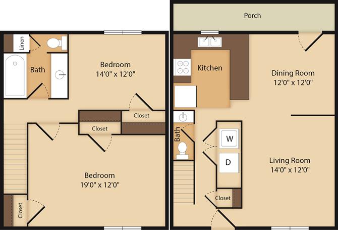2 Bedroom | 1.5 Bath | 1225 SF