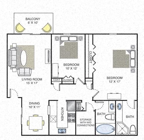 Mystic | 2 Bedroom | 2 Bath | 1232 SF