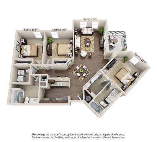 3 Bedroom | 2 Bath | 1311 SF