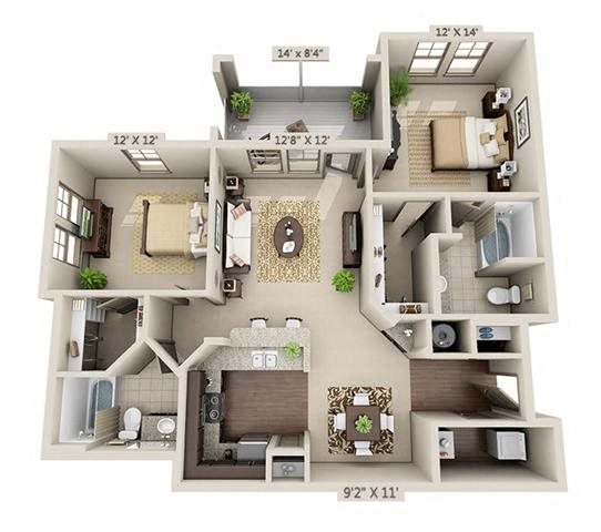 Cumberland | 2 Bedroom | 2 Bath | 1149-1166 SF