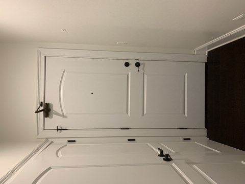 the door to the laundry room is installed