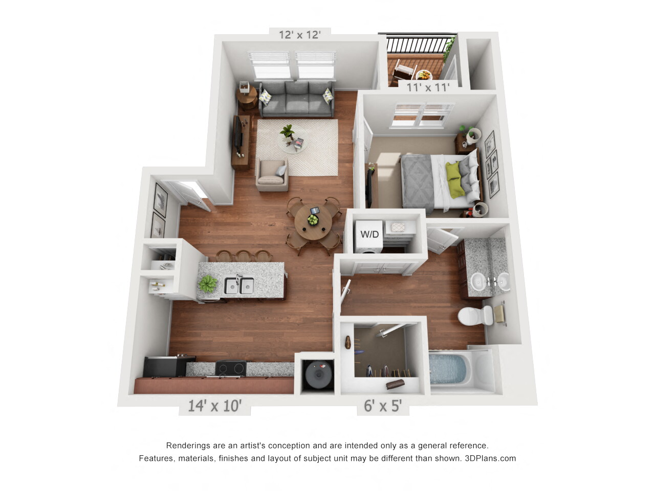 One Bedroom Floor Plan at Ironhorse Apartments in Longmont CO