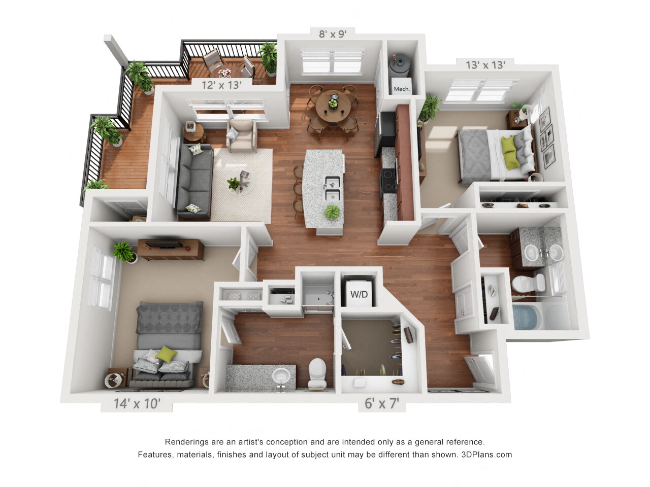 Two Bedroom Apartment Floor Plan
