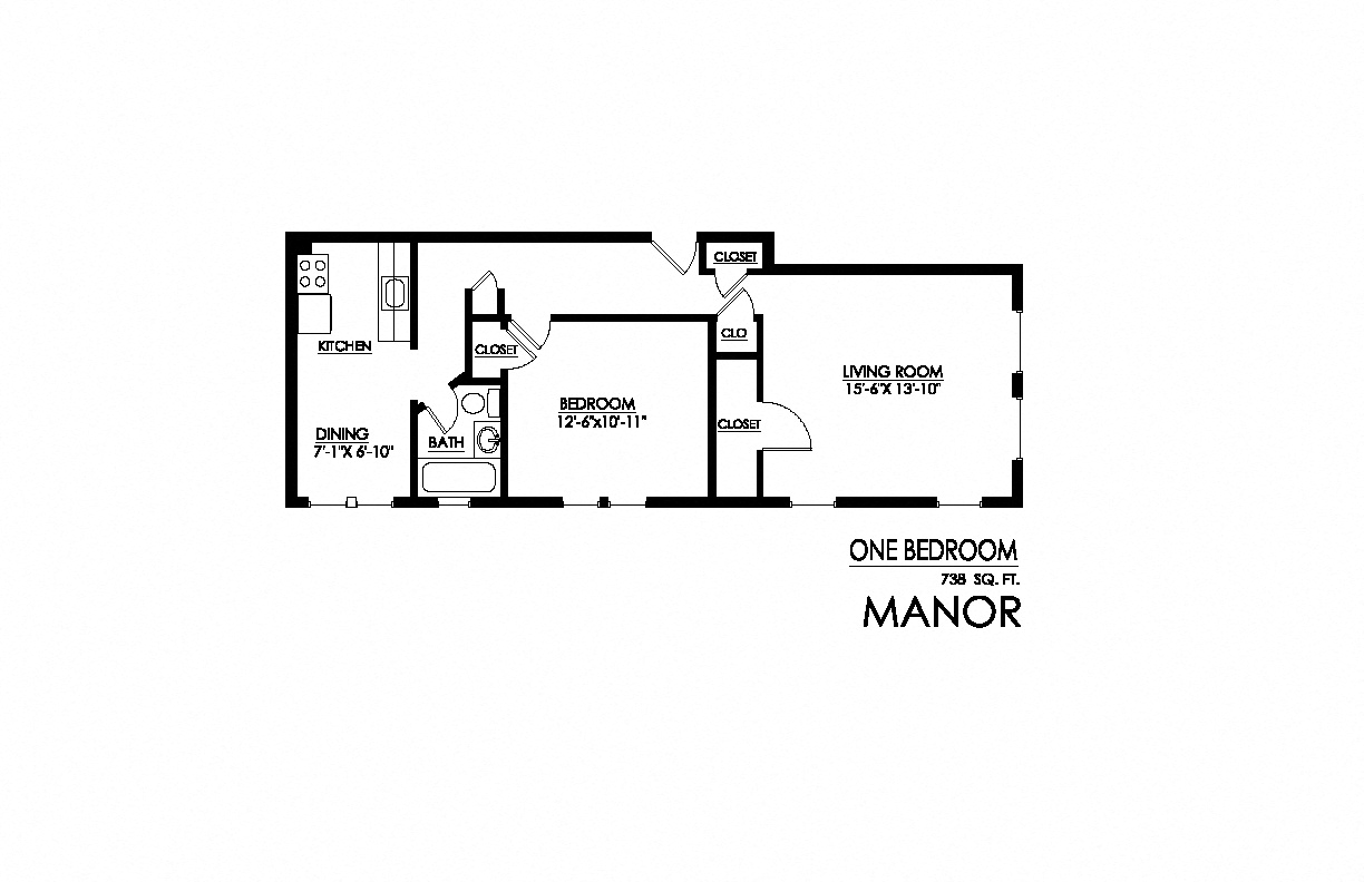 Manor Apartments 1 Bedroom Floorplan