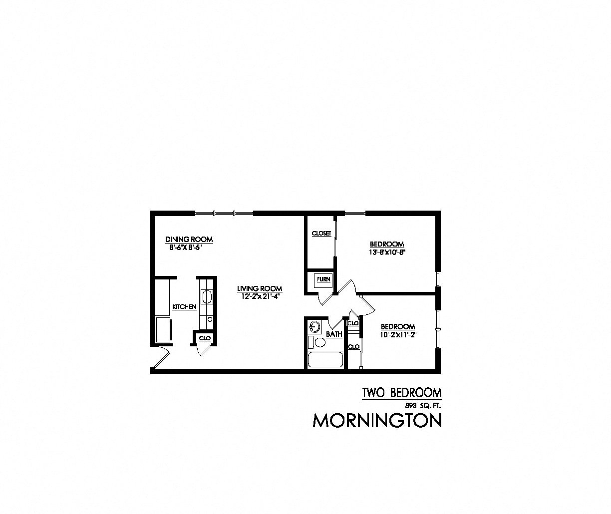 2 Bedroom 1 Bathroom Large
