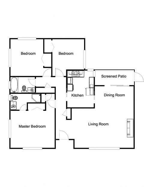 3 Bedroom floor plan for 848 Blair Avenue