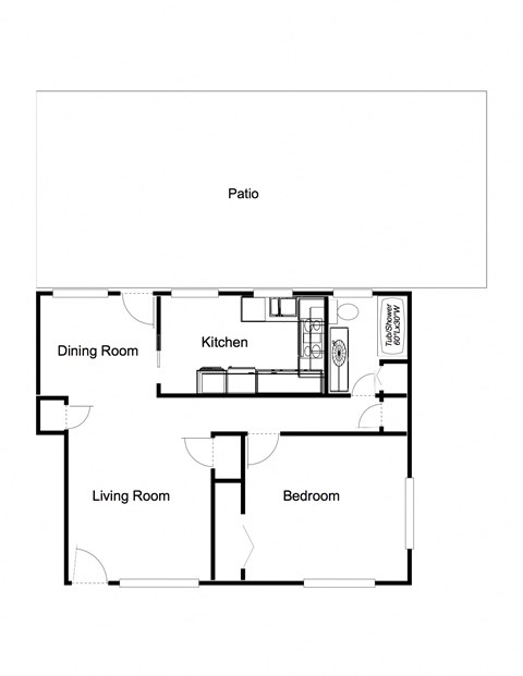 1 Bedroom floor plan for 848 Blair Avenue