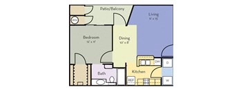 Pinehurst Floor Plan at Greensview Apartment Homes, Aurora, Colorado, CO
