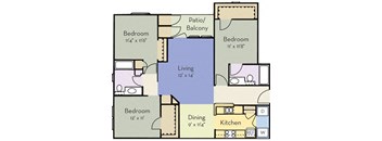 Riviera Floor Plan at Greensview Apartment Homes, Aurora, Colorado, CO