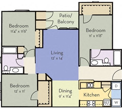 Riviera Floor Plan at Greensview Apartment Homes, Aurora, Colorado, CO