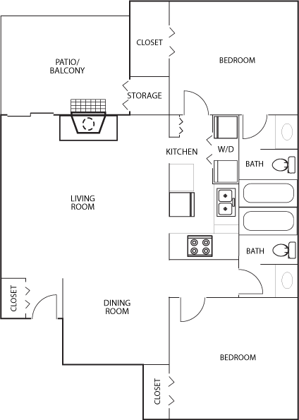 Floor Plan D Floor Plan D at Heritage Square Apartment Homes, Waco, Texas, TX
