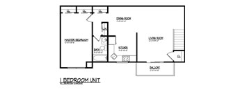 1 BR 872 sq.ft.