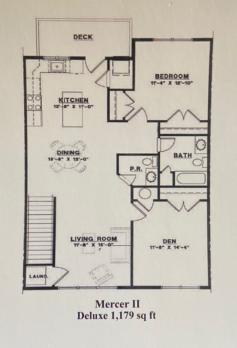 1 BR w/ Den 1179 sq. ft. Mercer II Deluxe
