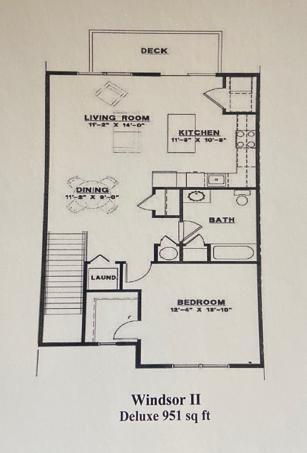 1 BR 951 sq. ft. Windsor II Deluxe