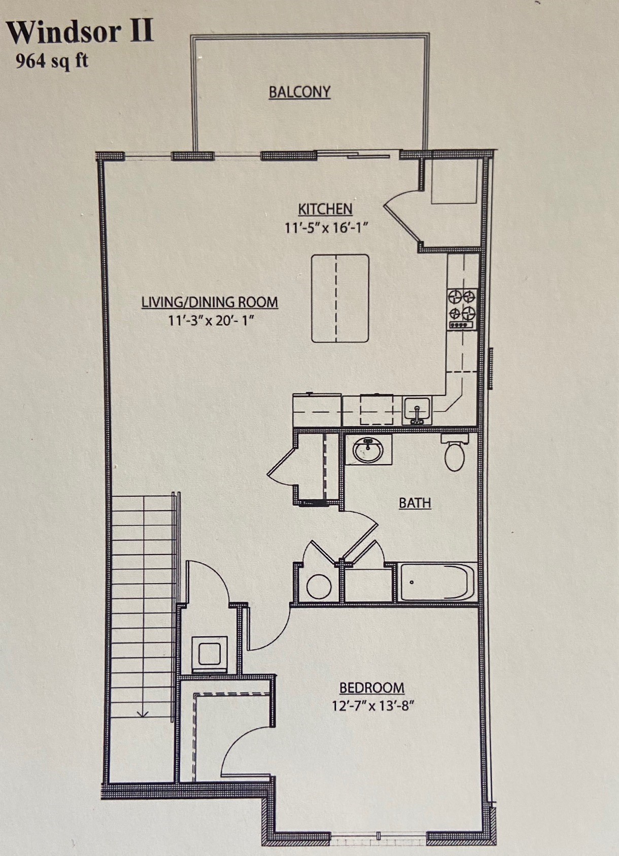 1 BR 964 sq. ft. Windsor II